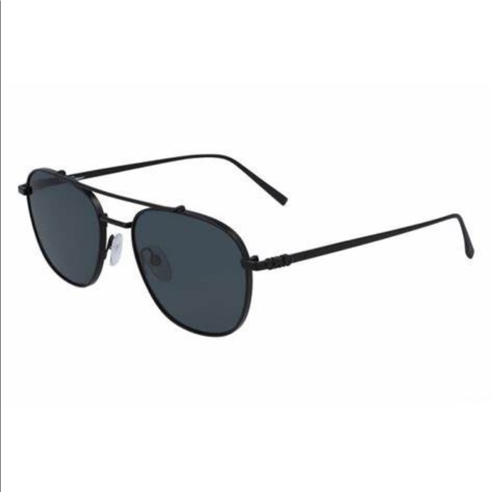 NWT [Salvatore Ferragamo] Matte Black Aviator Sunglasses with Case